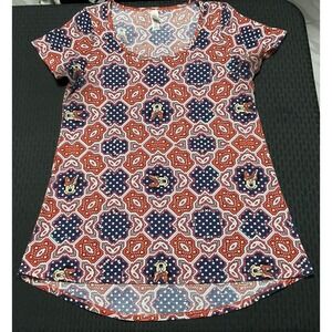 LuLaRoe Disney Minnie Mouse Shirt Womens XS Red Geometric Tunic Tee Short Sleeve